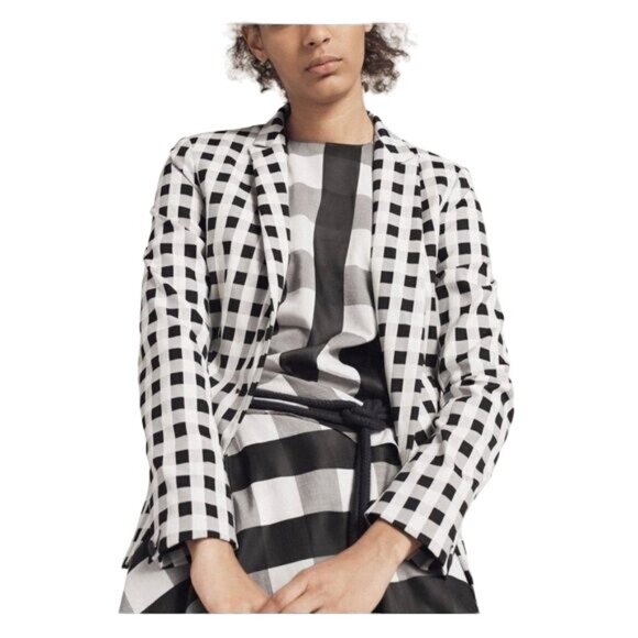 Rag and Bone Archer Black White Gingham Check Single Button Blazer Size 4 - Picture 1 of 10